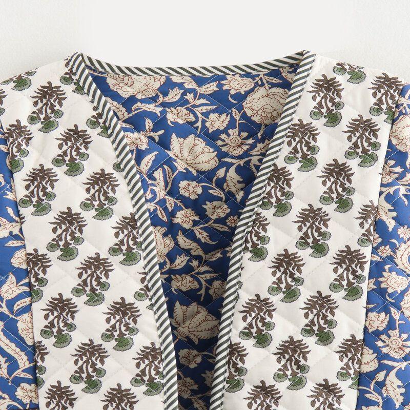 Fashion Style 2024 Fall and Winter New Arrival Women's Clothing Loose Easiest for Match Stylish Double-Sided Wear Print Thread Cotton Coat Jacket