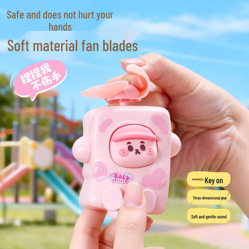 Cartoon USB Rechargeable Mini Handheld Fan - Portable, Silent, Perfect Gift for Kids and Students