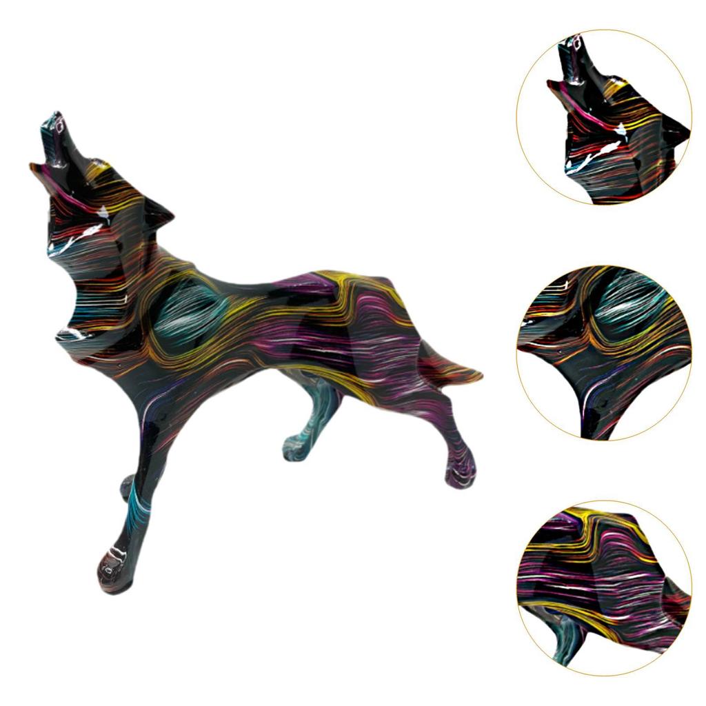 Wolf Statue Collecting Wear Resistant Keepsake Vivid Details Desk Ornament Resin Sculpture for Patio Balcony Office Shelf Indoor