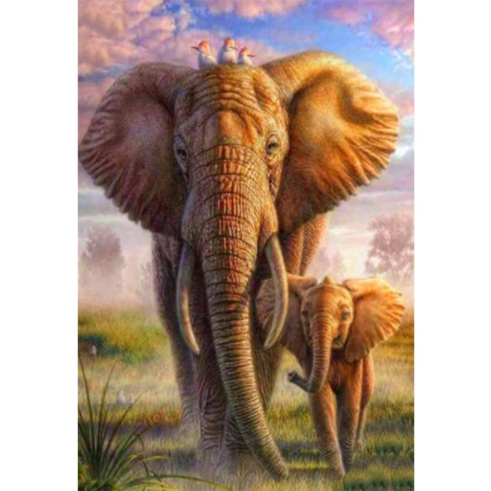 Pictură cu diamant 5D DIY, animal, elefant, imagine cu strass, broderie cu diamante, mozaic, artizanat, cadou, decorare pentru mobilier