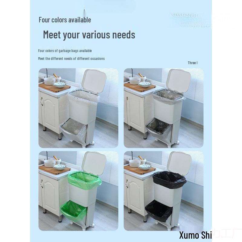 Large Expandable Japanese Double-Layer Trash Can with Wide Mouth