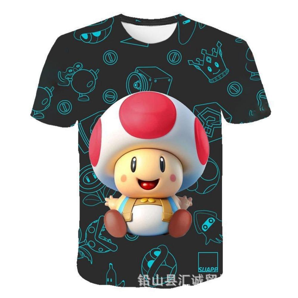 

New Mario Short-sleeved 3D Printed Parent-child T-shirt Anime Cartoon Short-sleeved Round Neck Summer Children s Clothing 140