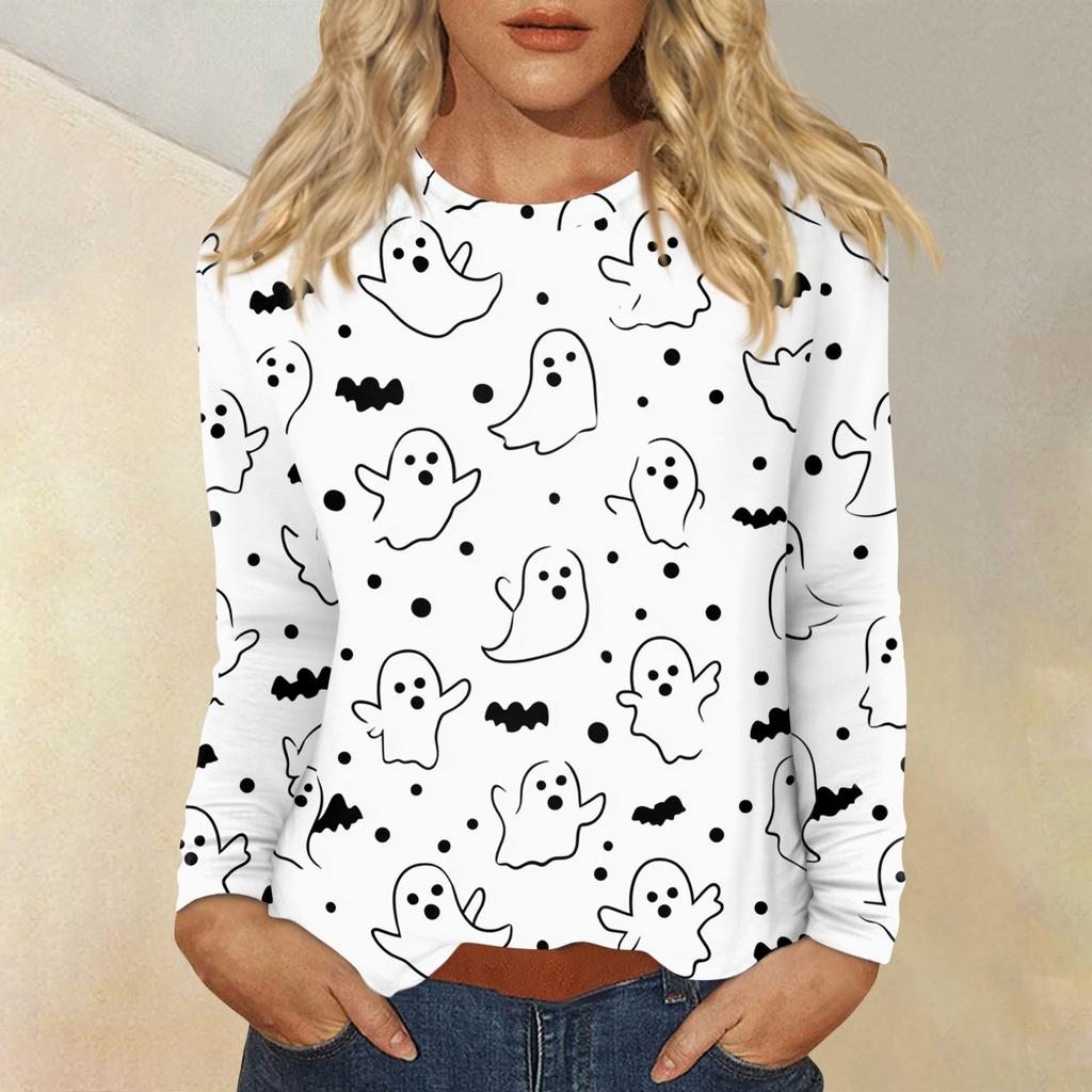 Women's Daily Casual Long-sleeved Printed O-neck Top