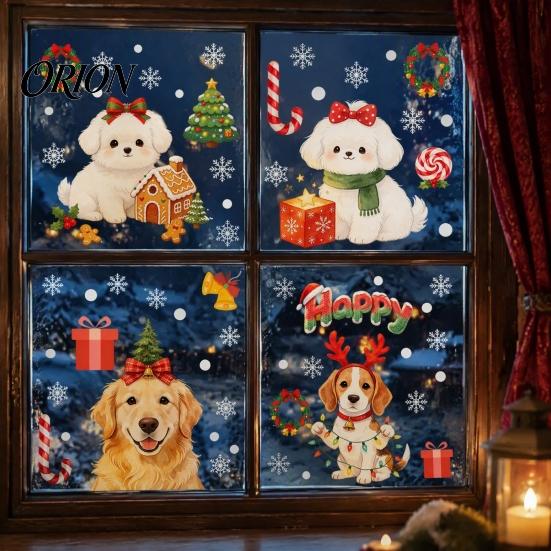 Reusable Puppy Window Clings Cute Dog Christmas Static Stickers, Waterproof PVC Holiday Decals for Home Festive Glass Door Stickers Store Glass,