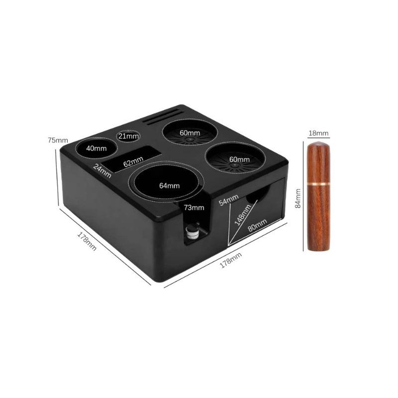 Italian ABS Coffee Machine Square Handle Tamper Holder and Drawer Storage Base
