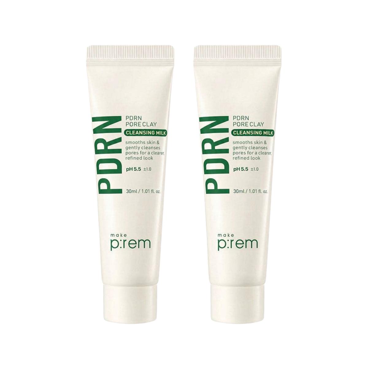 make p:rem PDRN Pore Clay Cleansing Milk Purifying Daily Wash 30ml 2-Pack