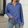 Women's Summer Fashion Casual  Printed V-Neck Long Sleeve Shirt Top