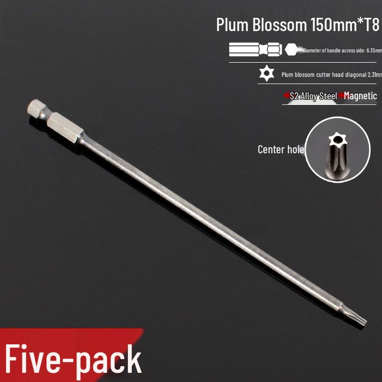 Plum Blossom S2 Magnetic Hex Screwdriver Set - 6.35mm Pneumatic Drill Bit Set