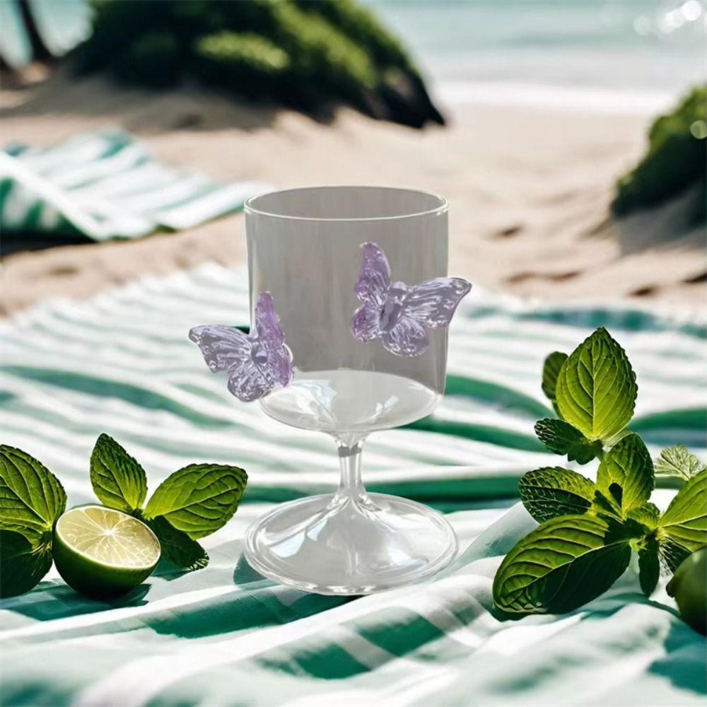 Decorative INS Butterfly Wine Glass INS Champagne Drinkware Glasses High Legged Glass Cup Women