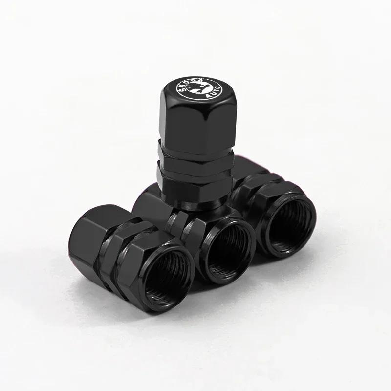 Car Sticker 2025 Hot 4Pcs Car Metal Tire Air Valve Caps For Skoda Octavia Rapid Kodiaq Karoq Fabia Kamiq Superb Derivative Visio