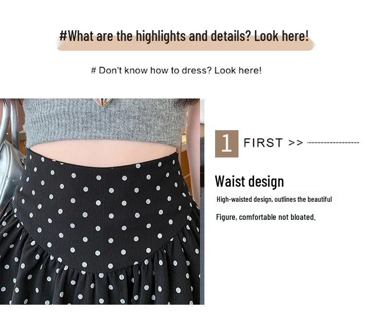 Women's High-Waist Polka Dot A-Line Cake Skirt – Summer 2025 Style, Fluffy & Short