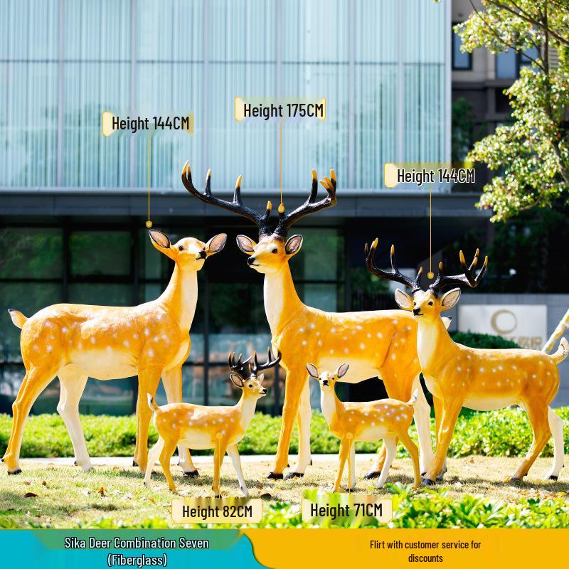 Luminous Fiberglass Sika Deer Sculpture for Garden Lawn Decoration