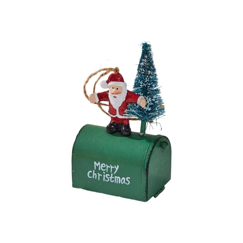 

Classical Santa With Reindeer Metal Window Hanging Decoration For Holiday Shelf Mantels Decors