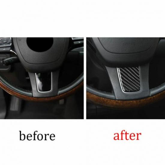 For VW Touareg 2011-2018 Real Carbon Fiber  Steering Wheel Sheet Cover Trim 1PCS
