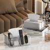 Simple Storage Tissue Box Tissue Drawer Living Room Transparent Light Luxury Partitioned Tissue Storage Box