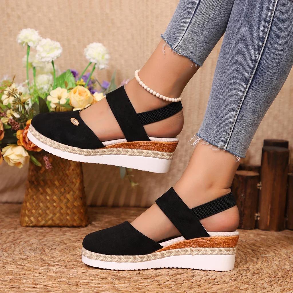 Fashion Women Closed Toe Wedge Sandals Women Summer Buckle Strap Gladiator Shoes Woman Fashion Espadrilles Platform Sandalias Mujer