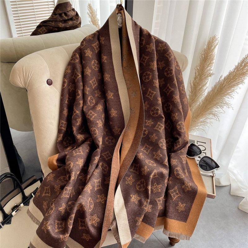 Lucky Clover Faux Cashmere Scarf Warm Winter Neckwear For Women