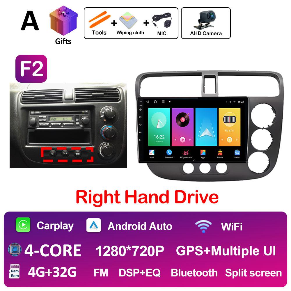 DSP Stereo GPS Navigation For Honda Civic 2000 2001 2002 2003 2004 2005 2006 Multimedia Player Android 14 Touch Screen Head Unit