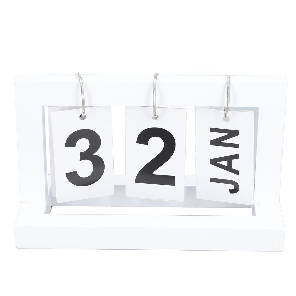 Standing Flip Wooden Desk Calendar Nordic Style Vintage Large Display Wooden Flip Calendar for