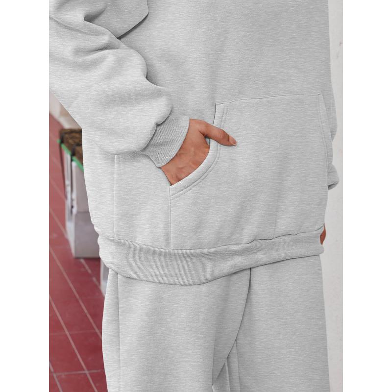 Autumn Winter Women's 2 Piece Hoodie Set, Casual Sportswear with Jogger Pants and Pullover Hoodie, Street Style Lounge Wear for Daily Outfits