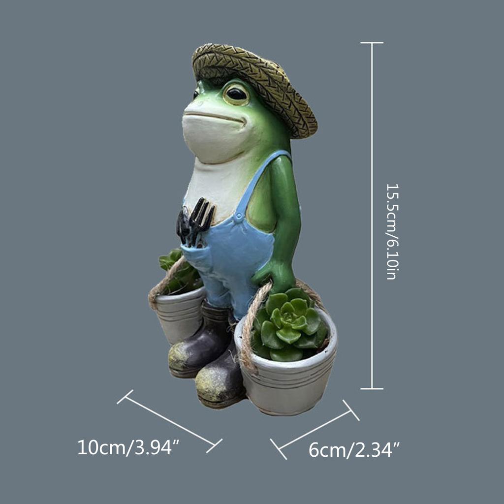 Garden Farming Frog Ornament Outdoor Resin Fun Animal Figurine Sculptures Decoration Suitable For Patios Lawn Yard Decor