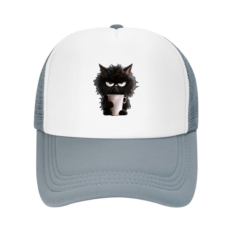 Cup Black Cat Printed Baseball Cap Fashionable and Multifunctional Duckbill Cap Adjustable and Trendy