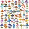 50PCS Cartoon Mushroom Colored PET Sticker Aesthetic Decoration Scrapbooking Stationery DIY Hand Accounting Supplies for Kids