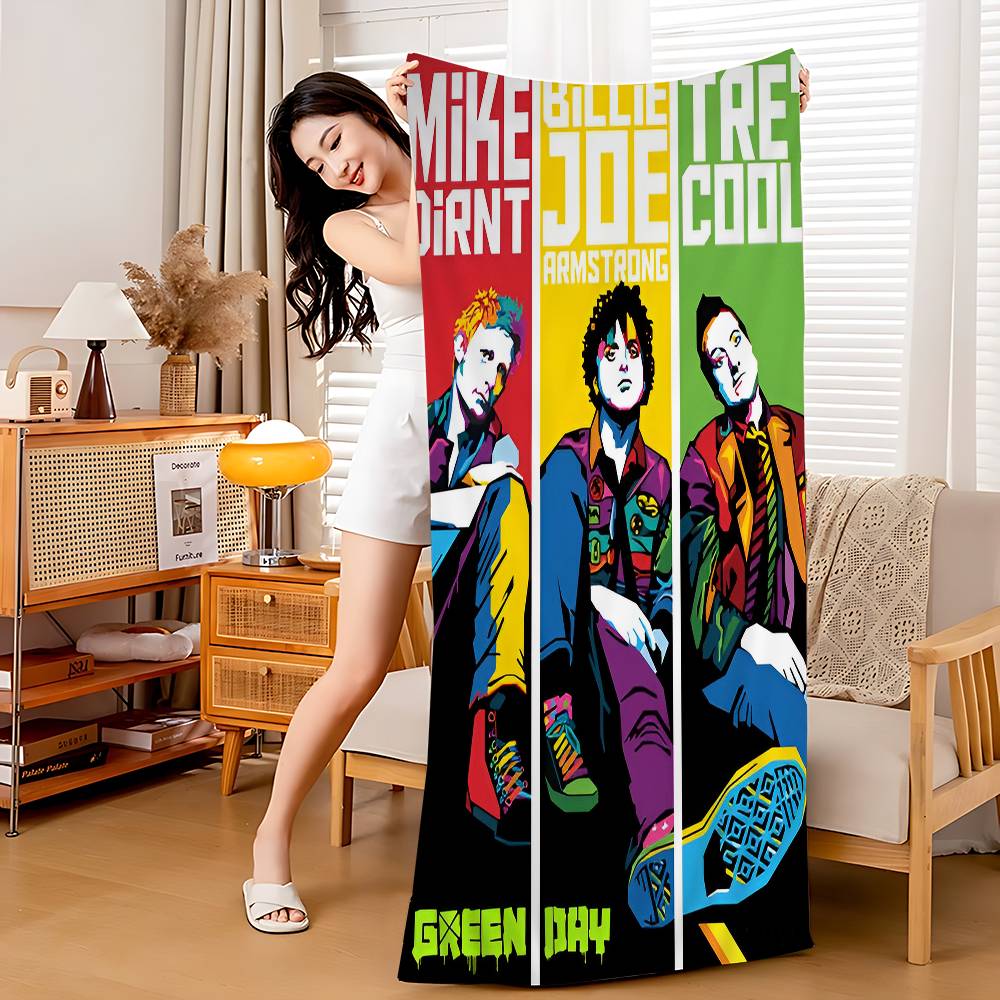

G-Green D-Day American Idiot Microfiber Printed Beach Towel Mountain Climbing Yoga Beach Swimming Running Absorbent Soft Towel W30*H60(CM)