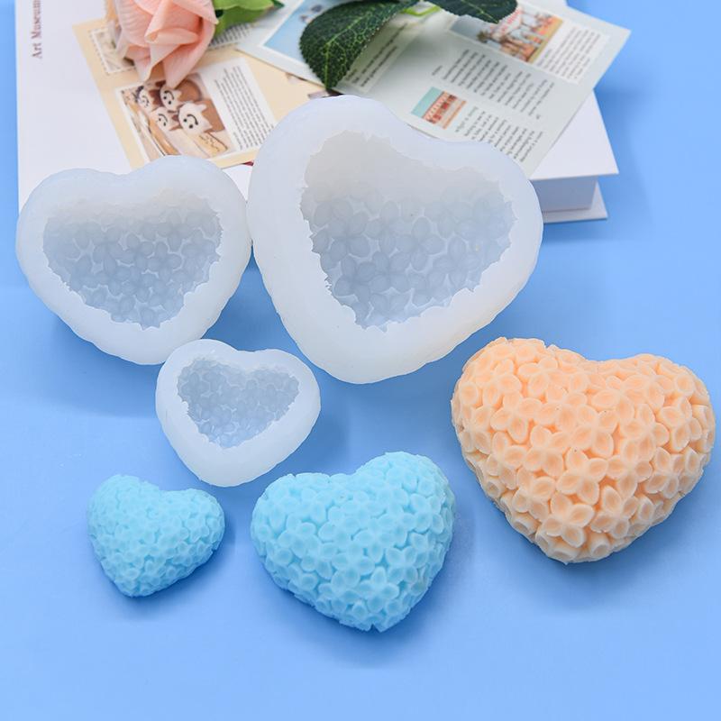 Silikonform Valentinstag Gitter Herz Garn Herz Texturiertes Herz Aromatherapie Kerze Gipsform Für Romantische Heimdekoration
