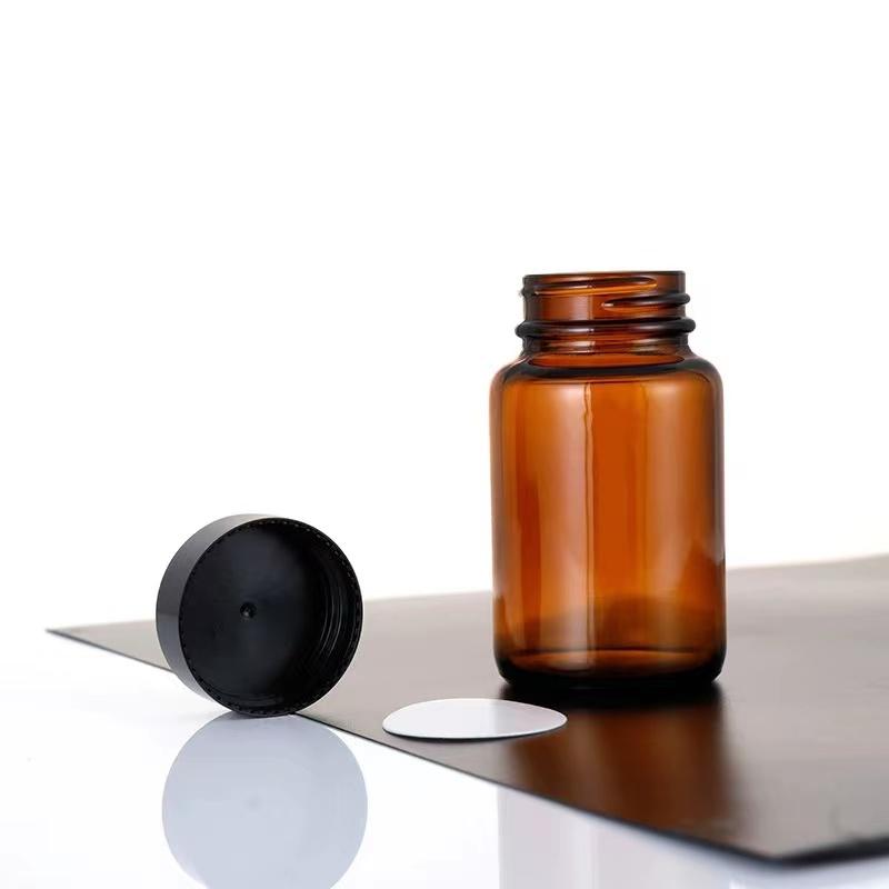 Frosted Glass Medicine Bottles for Health Care & Food 60ml-150ml Capacities Pill Vitamin Capsule Free Sample Box Packing