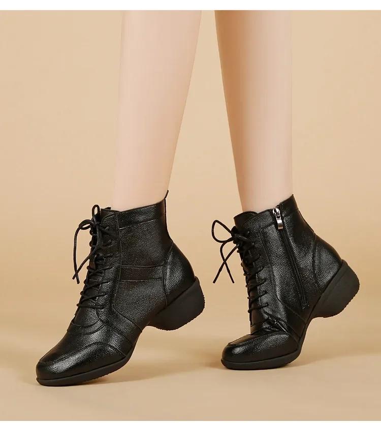 Square Dance Shoes Women Leather Mesh Cool Women Summer Short Boots Dance Sneakers Outdoor Modern Jazz Dancing Shoes Dance Boots