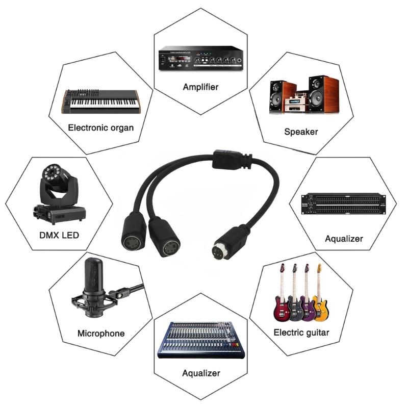 S-Video 4 Pin Mini DIN Y Splitter Connectors Cable Extension Cable 4 Pin S-Video Male to 2 Female Splitter for TVs VCRs