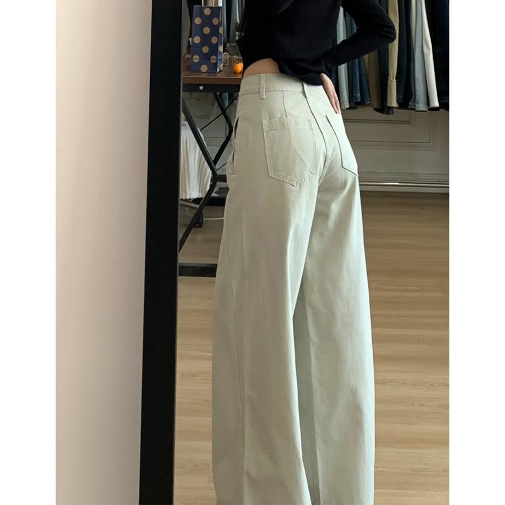 Women's High Waist Wide Leg Pants Loose Fit Jeans Lazy Korean Casual Trousers for Pear Shaped Figure
