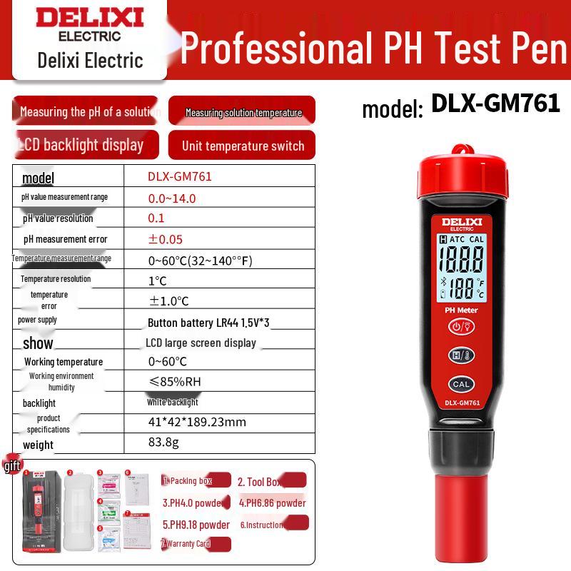 

Портативный pH-метр Delixi: Тестер кислотности/щелочности воды и почвы