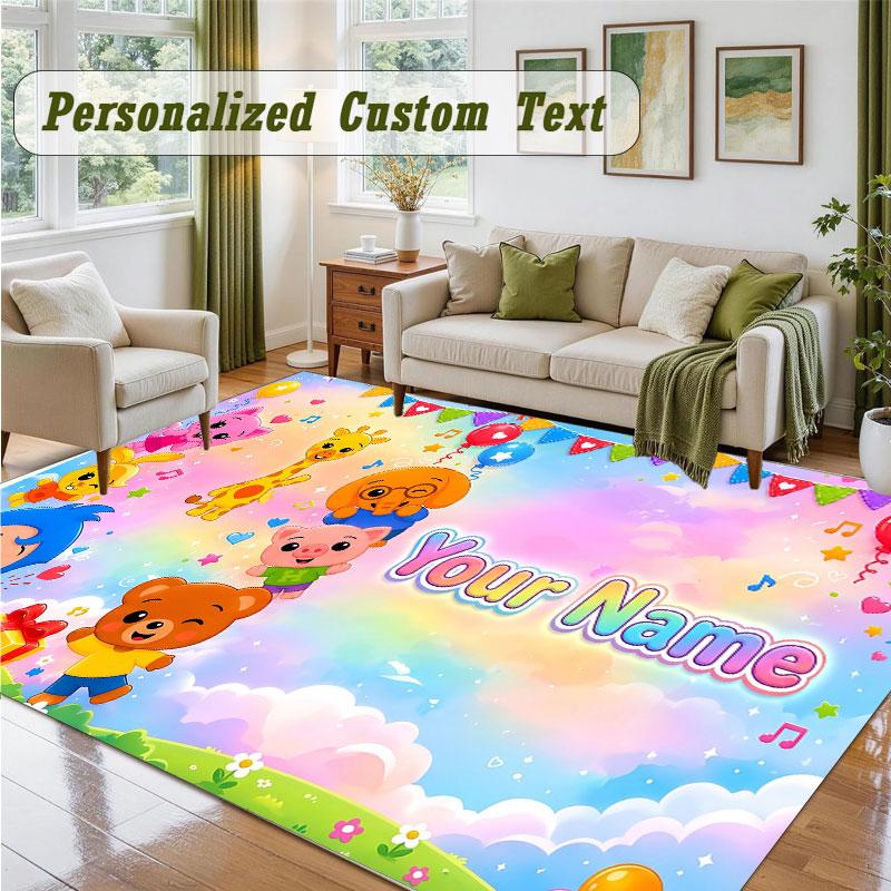 Crystal Velvet Square Rug Custom NameEl Payaso Plim Plim Pattern Non Slip Home Floor Decor Rug