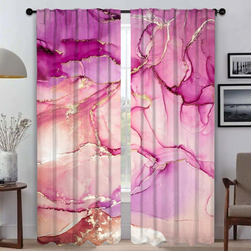 M-MarbleS Curtains for Living Room Curtain for Room 2 Panel Halloween Decoration Home Interior Curtains Partition Kitchen Camera