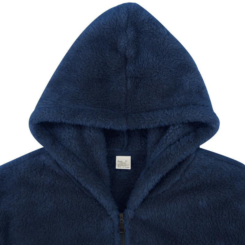 Men's Winter New Arrival Double-Faced Fleece-Lined Warm Hooded Zip-Up Casual Flag Logo Jacket