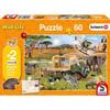 60-piece Schmidt Puzzle - Adventurous Animal Rescue - Schleich Cub and Hippopotamus