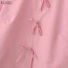 ZANZEA Women Casual Round Neck Solid Color Loose Short Sleeve Blouse
