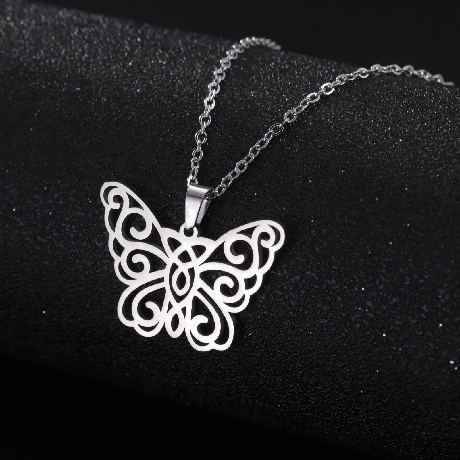 

LIKGREAT New Beauty Butterfly Pendant Necklace for Women Girl Stainless Steel Fashion Clavicle Chain Party Jewelry Birthday Gift