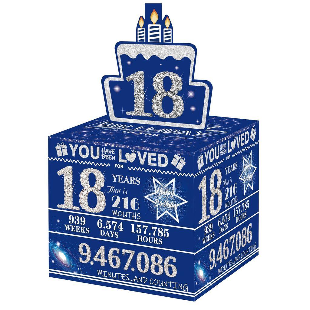 Time Silver Blue Style Paper Gift Box For Birthday And Holiday Decorations Event