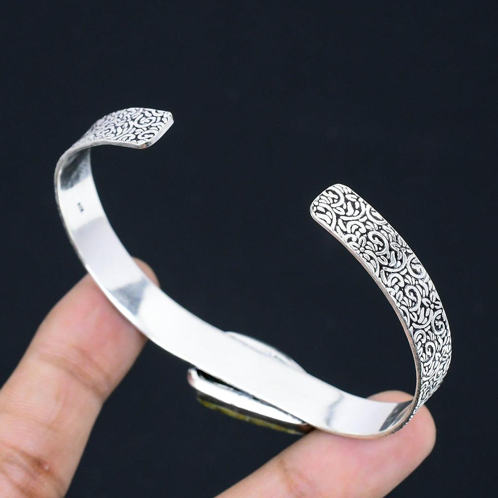 Halloween Deal Bumble Bee Jasper Stone 925 Sterling Silver New Bangle Bracelet