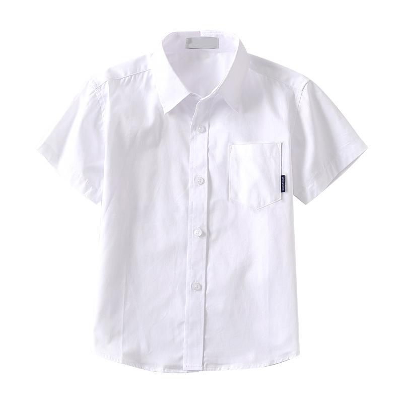 Kinder Kurzarm Weißes Baumwollhemd - Sommer Schuluniform für Jungen und Mädchen