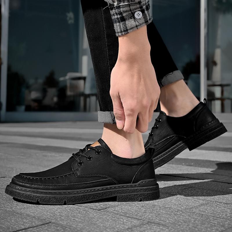 Špičkové ručně vyráběné kožené boty pro volný čas Protiskluzové a nepromokavé boty módní a pohodlné pánské boty