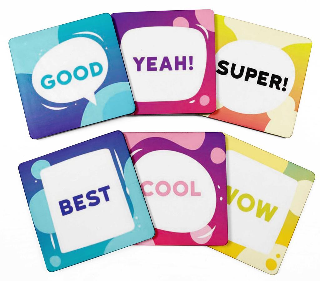 Inkdotpot Set of 6 Drink Coasters Decorative Non,Slip Cork Base 4-inch Square Printed Coasters Easy Clean