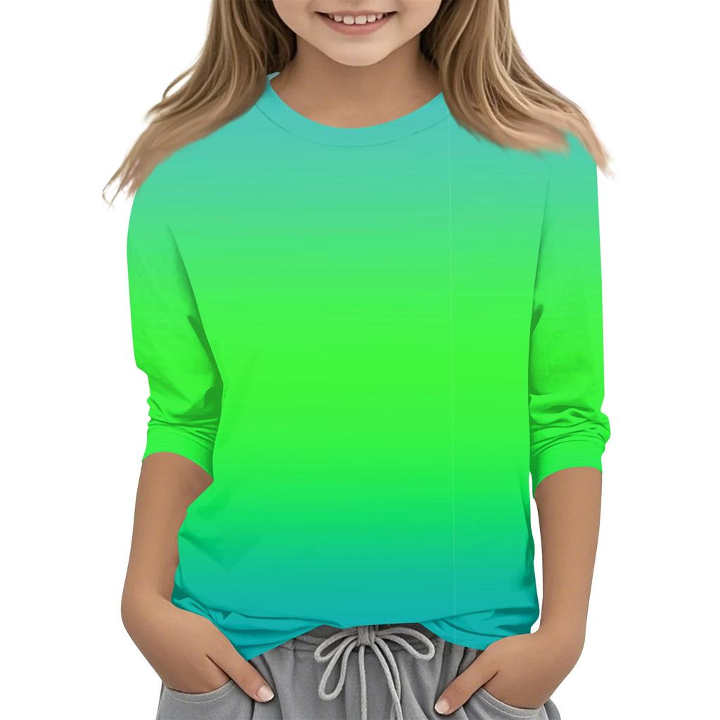 Children's 3/4 Sleeves Printed O-neck Top Everyday Casual T-shirt