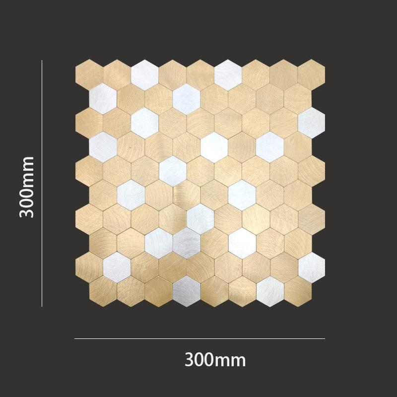 Gold Hexagon Mosaic Tile Peel and Stick Self Adhesive Backsplash Modern Seamless Hex Metal Tile for Home Wall Decoration