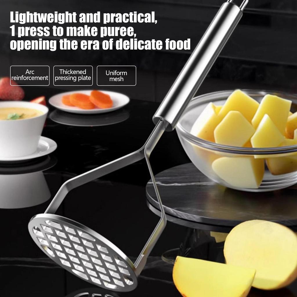 Stainless Steel Manual Potato Masher & Fruit Press for Kitchen Kids - Food Crusher Tool