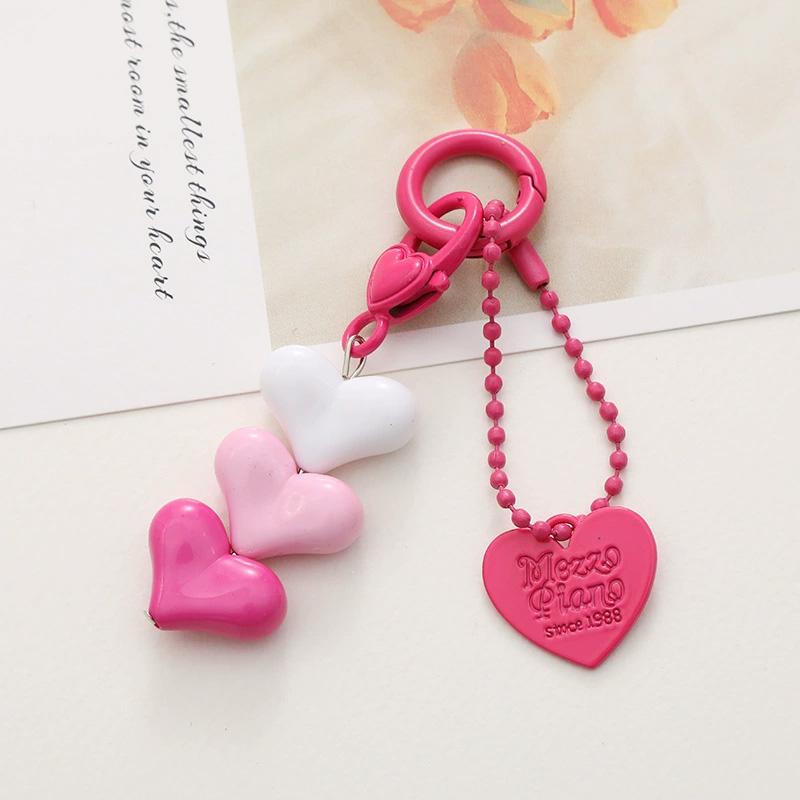 1PC Keychain Candy Color Key Ring Friendship Gift Heart-shaped Backpack Accessories Phone Pendant