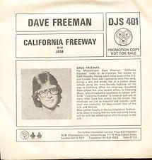 7inch Record DAVE FREEMAN - California Freeway DJS401PROMO DJM Records 1975 UK Rock Used
